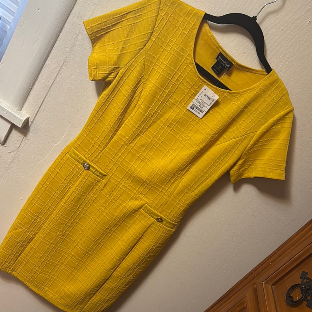 New with Tags. Yellow Textured Dress